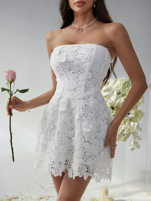 'Xenia' Strapless Mesh Mini Dress - Celes Fashion